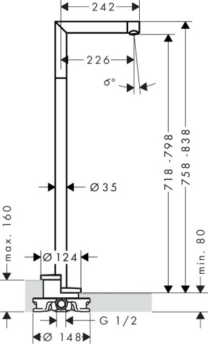 Купить купить излив на ванну напольный axor uno шлифованный черный, хром арт. 45412340