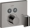Купить купить термостат axor showerselect для 2 потребителей, скрытого монтажа, квадратный, со шланговым подключением и держателем душа, полированный черный, хром арт. 36712330