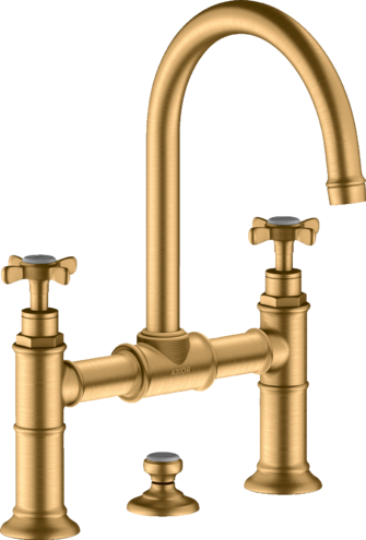 Купить купить смеситель для раковины axor montreux 220, с 2 крестообразными рукоятками, со сливным гарнитуром, шлифованная медь арт. 16510950