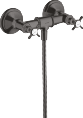 Смеситель для душа Axor Montreux, внешнего монтажа, с 2 крестообразными рукоятками, шлифованный черный, хром арт. 16560340