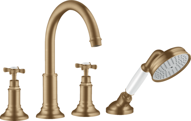 Купить купить смеситель на край ванны axor montreux, на 4 отверстия, с крестообразными рукоятками, шлифованная бронза арт. 16546140