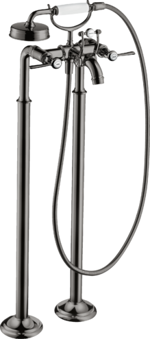 Купить купить смеситель для ванны axor montreux, напольный, с 2 рычаговыми рукоятками, полированный черный, хром арт. 16553330