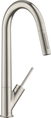 Смеситель для кухни Axor Starck 270, однорычажный, с вытяжным душем, сталь арт. 10821800