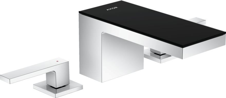 Купить купить смеситель для раковины axor myedition на 3 отверстия 70 со сливным клапаном push-open, зеркальный черный, хром арт. 47050600