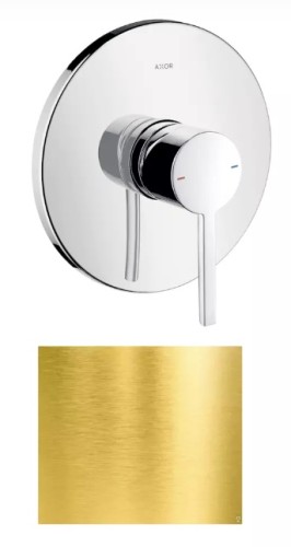Купить купить смеситель для душа axor starck, однорычажный, скрытого монтажа, с плоской рычаговой рукояткой, шлифованное золото арт. 10614250