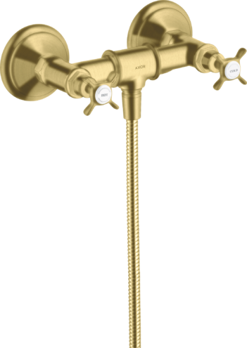 Купить купить смеситель для душа axor montreux, внешнего монтажа, с 2 крестообразными рукоятками, шлифованная медь арт. 16560950