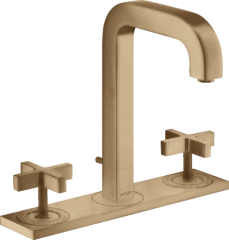 Смеситель для раковины AXOR Citterio на 3 отверстия, 170, с изливом 140 мм, с крестообразными рукоятками, с панелью, со сливным гарнитуром, матовая бронза арт. 39134140