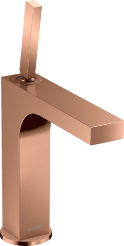 Купить купить смеситель для раковины axor citterio 160, с тонкой рукояткой, с незапираемым сливным набором, полированное красное золото арт. 39032300