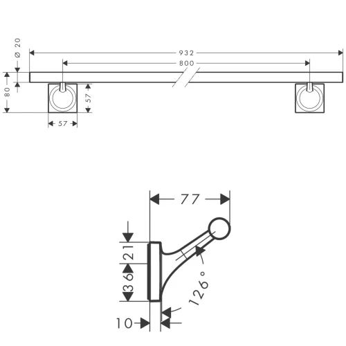 Купить купить полотенцедержатель axor starck organic 800 мм, хром арт. 42708000