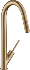 Смеситель для кухни Axor Starck 270, однорычажный, с вытяжным душем, шлифованная бронза арт. 10821140