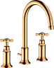 Купить купить смеситель для раковины axor montreux 180, на 3 отверстия, с крестообразными рукоятками, со сливным гарнитуром, полированное золото арт. 16513990