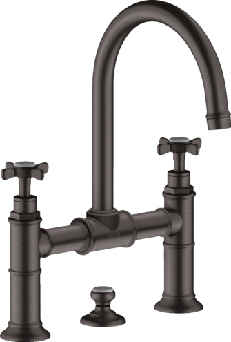 Купить купить смеситель для раковины axor montreux 220, с 2 крестообразными рукоятками, со сливным гарнитуром, шлифованный черный, хром арт. 16510340