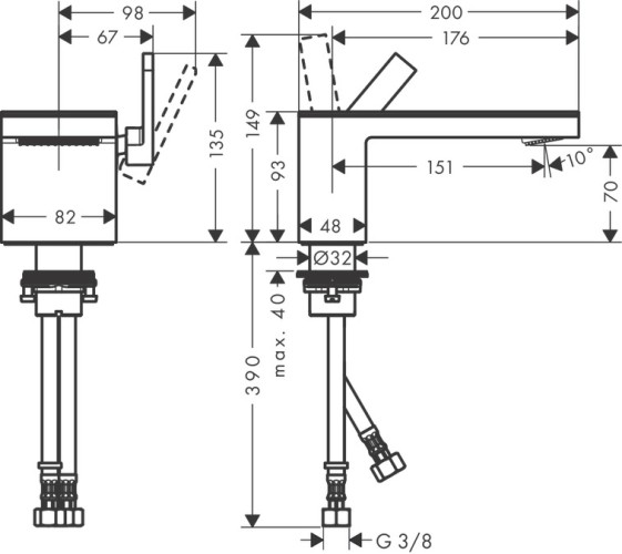Купить купить смеситель для раковины axor myedition 70 со сливным клапаном push-open арт. 47010360