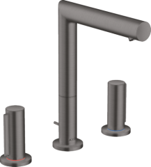 Смеситель для раковины AXOR Uno на 3 отверстия, 200, с рукоятками zero,  со сливным гарнитуром, шлифованный черный, хром арт. 45133340