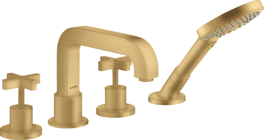 Купить купить смеситель для ванны axor citterio на 4 отверстия с крестообразными рукоятками, матовое золото арт. 39453250