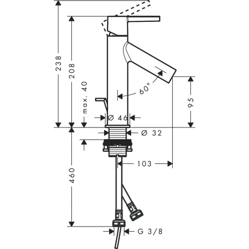 Купить купить смеситель для раковины axor starck 100, с рычаговой рукояткой, со сливным гарнитуром, шлифованный никель арт. 10001820