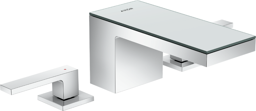 Купить купить смеситель для раковины axor myedition на 3 отверстия 70 со сливным клапаном push-open, зеркальный, хром арт. 47050000