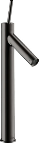 Купить купить смеситель для раковины axor starck 250, однорычажный, с тонкой рукояткой, для накладной раковины, с не запираемым сливным набором, полированный черный, хром арт. 10129330