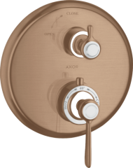 Термостат Axor Montreux, с запорным вентилем, с рычаговой рукояткой, шлифованное красное золото арт. 16801310