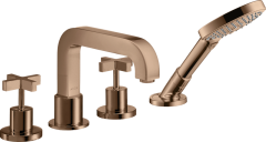 Смеситель для ванны AXOR Citterio на 4 отверстия с крестообразными рукоятками, полированное красное золото арт. 39453300