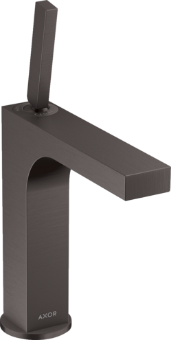Купить купить смеситель для раковины axor citterio 160, с тонкой рукояткой, с незапираемым сливным набором, матовый черный, хром арт. 39032340