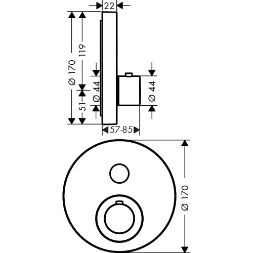 Купить купить термостат axor showerselect для 1 потребителя, скрытого монтажа, круглый, хром арт. 36722000