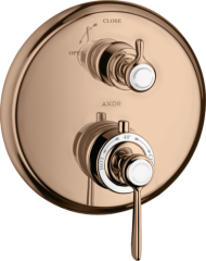 Термостат Axor Montreux, с запорным вентилем, с рычаговой рукояткой, полированное красное золото арт. 16801300