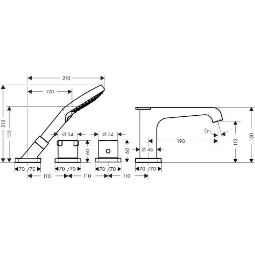 Купить купить термостат для ванны axor citterio e на 4 отверстия, монтаж на плитку, хром арт. 36410000