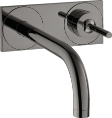 Смеситель для раковины AXOR Uno настенный, с изливом 225 мм, с панелью, полированный черный, хром арт. 38115330