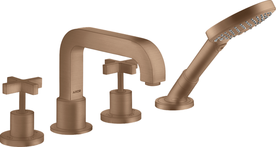 Купить купить смеситель для ванны axor citterio на 4 отверстия с крестообразными рукоятками, матовое красное золото арт. 39453310