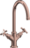 Купить купить смеситель для раковины axor montreux 210, с 2 крестообразными рукоятками, со сливным гарнитуром, полированное красное золото арт. 16502300
