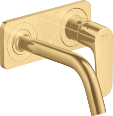 Смеситель для раковины настенный AXOR Citterio M с изливом 167 мм, с панелью, шлифованное золото арт. 34112250