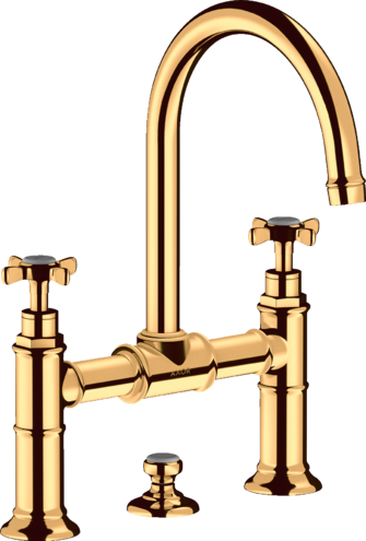 Купить купить смеситель для раковины axor montreux 220, с 2 крестообразными рукоятками, со сливным гарнитуром, полированное золото арт. 16510990