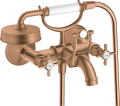 Смеситель для ванны Axor Montreux, внешнего монтажа, с 2 крестообразными рукоятками, шлифованная бронза арт. 16540140