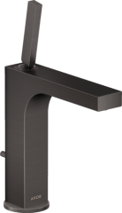 Смеситель для раковины AXOR Citterio 160, с тонкой рукояткой, со сливным гарнитуром, матовый черный, хром арт. 39031340