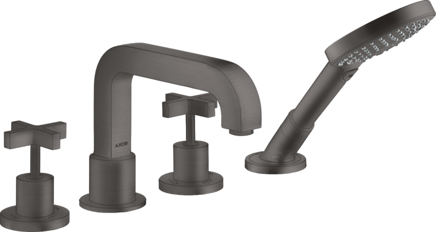 Купить купить смеситель для ванны axor citterio на 4 отверстия с крестообразными рукоятками, матовый черный, хром арт. 39453340