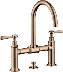 Смеситель для раковины Axor Montreux 220, с 2 рычаговыми рукоятками, со сливным гарнитуром, полированное красное золото арт. 16511300