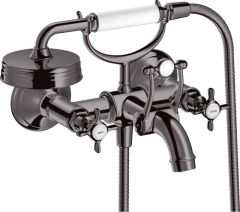 Смеситель для ванны Axor Montreux, внешнего монтажа, с 2 крестообразными рукоятками, полированный черный, хром арт. 16540330