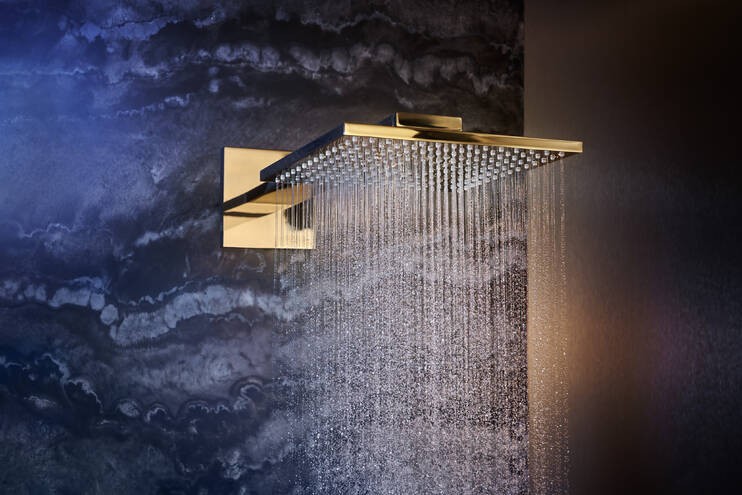 Купить купить верхний душ axor showersolutions 250/250 2jet, с держателем, полированное золото арт. 35310990