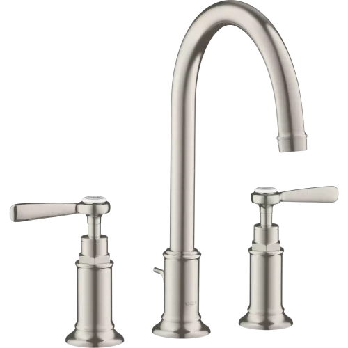 Купить купить смеситель для раковины axor montreux 180, на 3 отверстия, с рычаговыми рукоятками, со сливным гарнитуром, сталь арт. 16514800