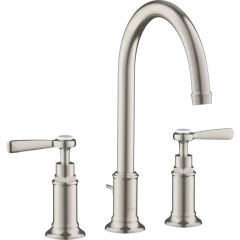 Смеситель для раковины Axor Montreux 180, на 3 отверстия, с рычаговыми рукоятками, со сливным гарнитуром, сталь арт. 16514800