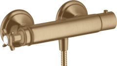 Термостат для душа Axor Montreux, внешнего монтажа, с крестообразной рукояткой, шлифованная бронза арт. 16261140