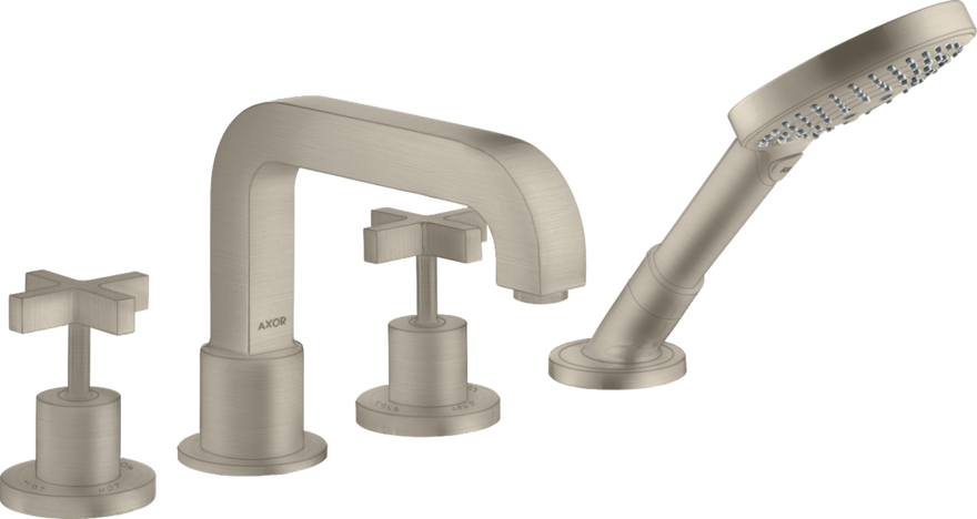 Купить купить смеситель для ванны axor citterio на 4 отверстия с крестообразными рукоятками, матовый никель арт. 39453820