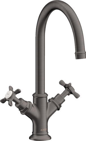 Купить купить смеситель для раковины axor montreux 210, с 2 крестообразными рукоятками, со сливным гарнитуром, шлифованный черный, хром арт. 16502340