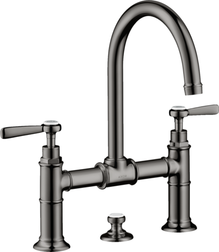 Купить купить смеситель для раковины axor montreux 220, с 2 рычаговыми рукоятками, со сливным гарнитуром, полированный черный, хром арт. 16511330