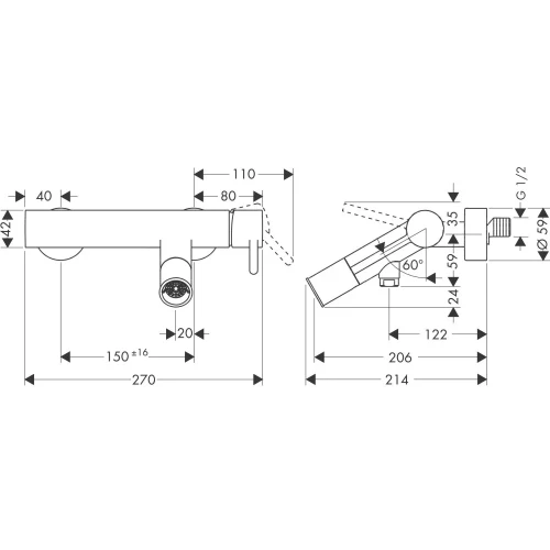 Купить купить смеситель для ванны axor starck, однорычажный, внешнего монтажа, с круглой рычаговой рукояткой, шлифованная бронза арт. 10411140