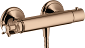 Купить купить термостат для душа axor montreux, внешнего монтажа, с крестообразной рукояткой, полированное красное золото арт. 16261300