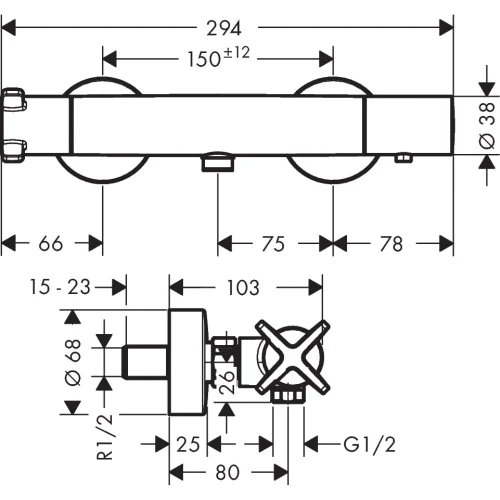 Купить купить термостат axor citterio m на ванну внешнего монтажа 1/2, хром арт. 36160000