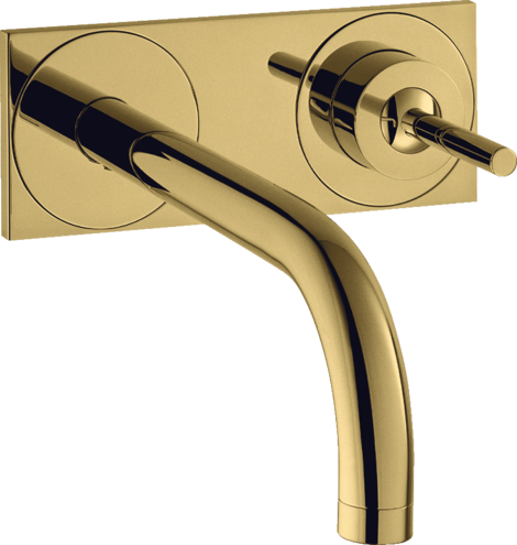 Купить купить смеситель для раковины axor uno настенный, с изливом 225 мм, с панелью, полированное золото арт. 38115990