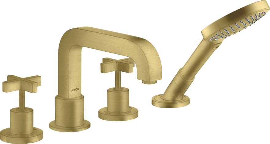 Купить купить смеситель для ванны axor citterio на 4 отверстия с крестообразными рукоятками, матовая латунь арт. 39453950